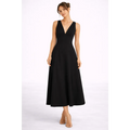 Elegant Black Midi Dress – Sleeveless Open Back A-Line Dress - Women’s Dress