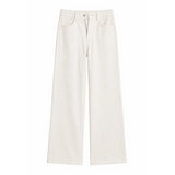 Elegant Boho White Lace Trim Blouse & Wide-Leg Pants Set