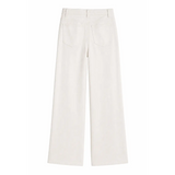 Elegant Boho White Lace Trim Blouse & Wide-Leg Pants Set
