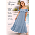 Elegant Off-Shoulder Ruffle Maxi Dress – Soft Blue Flowy Summer Dress - Women’s Dress