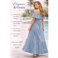 Elegant Off-Shoulder Ruffle Maxi Dress – Soft Blue Flowy Summer Dress - Women’s Dress