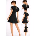Elegant Ruffle Sleeve Mini Dress – Black Flowy Fit & Flare Dress - Women’s Dress
