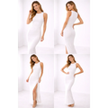Elegant White Bodycon Maxi Dress – Sleeveless Slim Fit Evening Gown - Women’s Dress