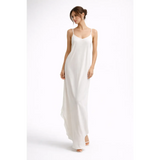 Elegant White Slip Maxi Dress – Minimalist Backless Satin Gown - Women’s Dress