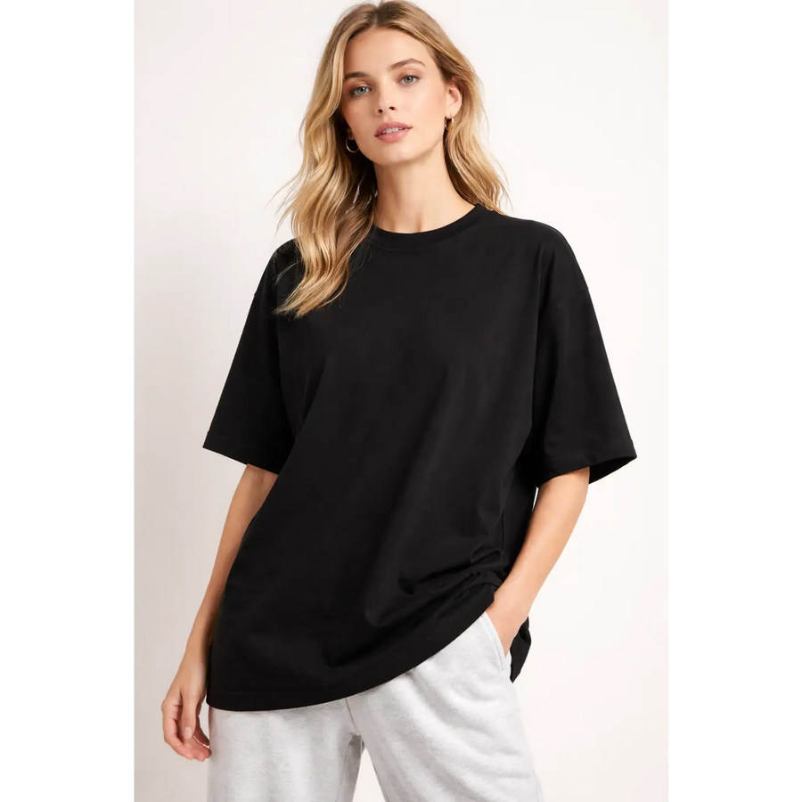 Essential Black Oversized Crew Neck T-Shirt - Women’s T-Shirt