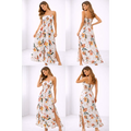 Floral Summer Maxi Dress – Spaghetti Strap Side Slit Flowing Dress - Women’s Dress