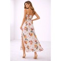 Floral Summer Maxi Dress – Spaghetti Strap Side Slit Flowing Dress - Women’s Dress