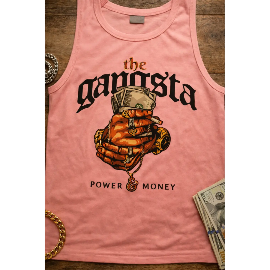 Gangsta Power Graphic Crop Tank – Pink - Crop Tank Top