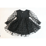 Girls Black Velvet Polka Dot Tulle Party Dress, New with Tag
