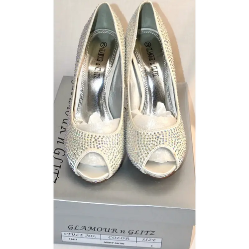 Glamour n Glitz Women's diamante peep toe heels UK 3