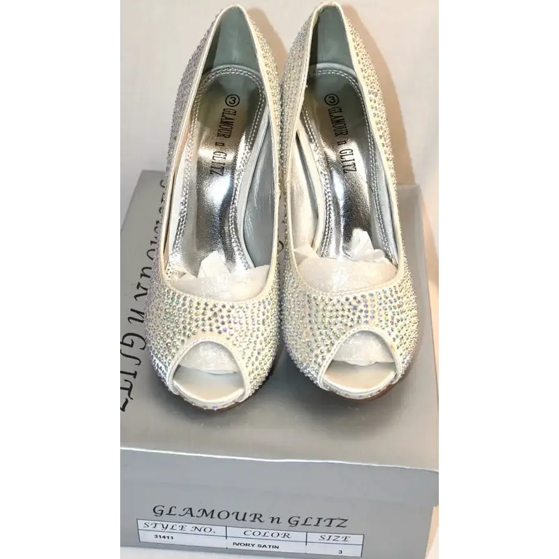 Glamour n Glitz Women's diamante peep toe heels UK 3