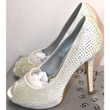 Glamour n Glitz Women's diamante peep toe heels UK 3