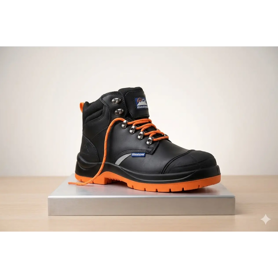 Himalayan Men’s Steel Toe Safety Work Boots – Black/Orange