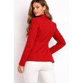 Luxury Red Tailored Blazer with Statement Buttons – Elegant Structured Jacket for Women