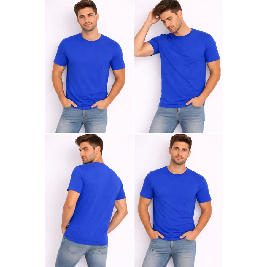 Men’s Athletic Performance T-Shirt – Royal Blue with Contrast Shoulder Stripe
