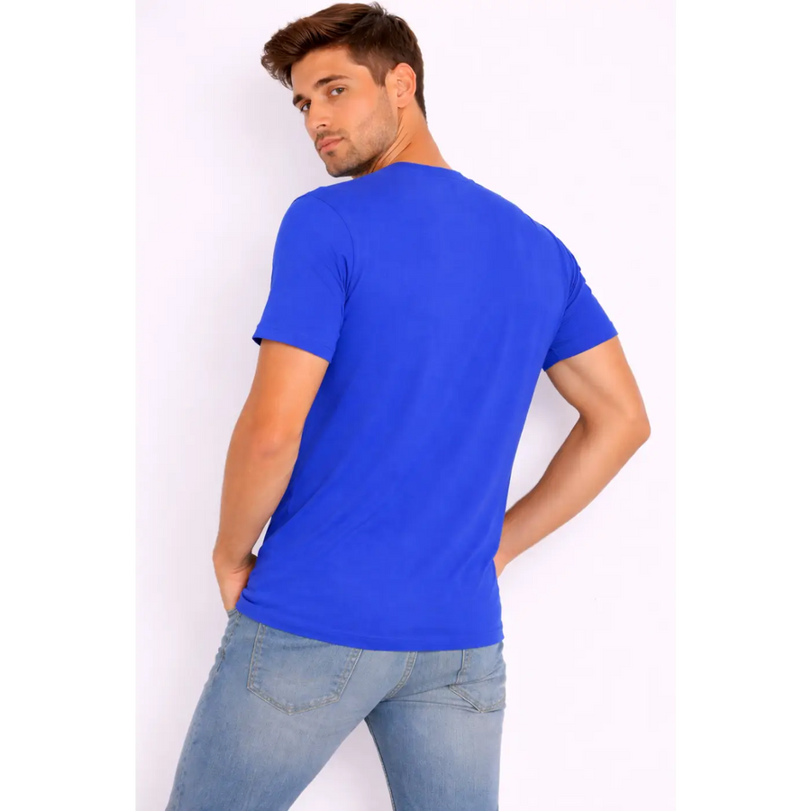 Men’s Athletic Performance T-Shirt – Royal Blue with Contrast Shoulder Stripe