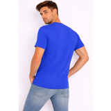 Men’s Athletic Performance T-Shirt – Royal Blue with Contrast Shoulder Stripe