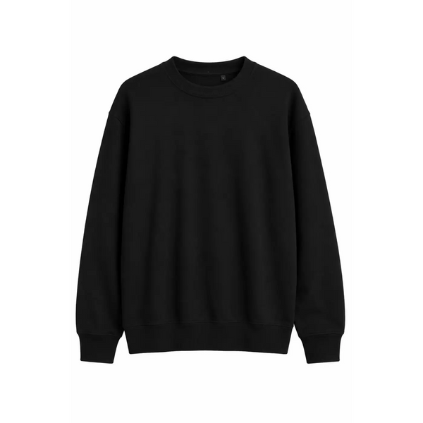 Men’s Black Crewneck Sweatshirt – Classic Fleece Pullover - Men’s Crewneck Sweatshirt