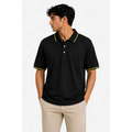 Men’s Black Polo Shirt with Yellow Contrast Trim - Men’s Polo Shirt