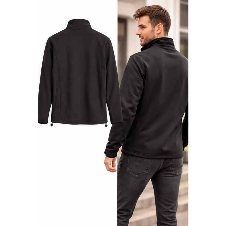 Men’s Black Softshell Jacket – Water-Resistant Zip-Up Lightweight Coat - Jackets