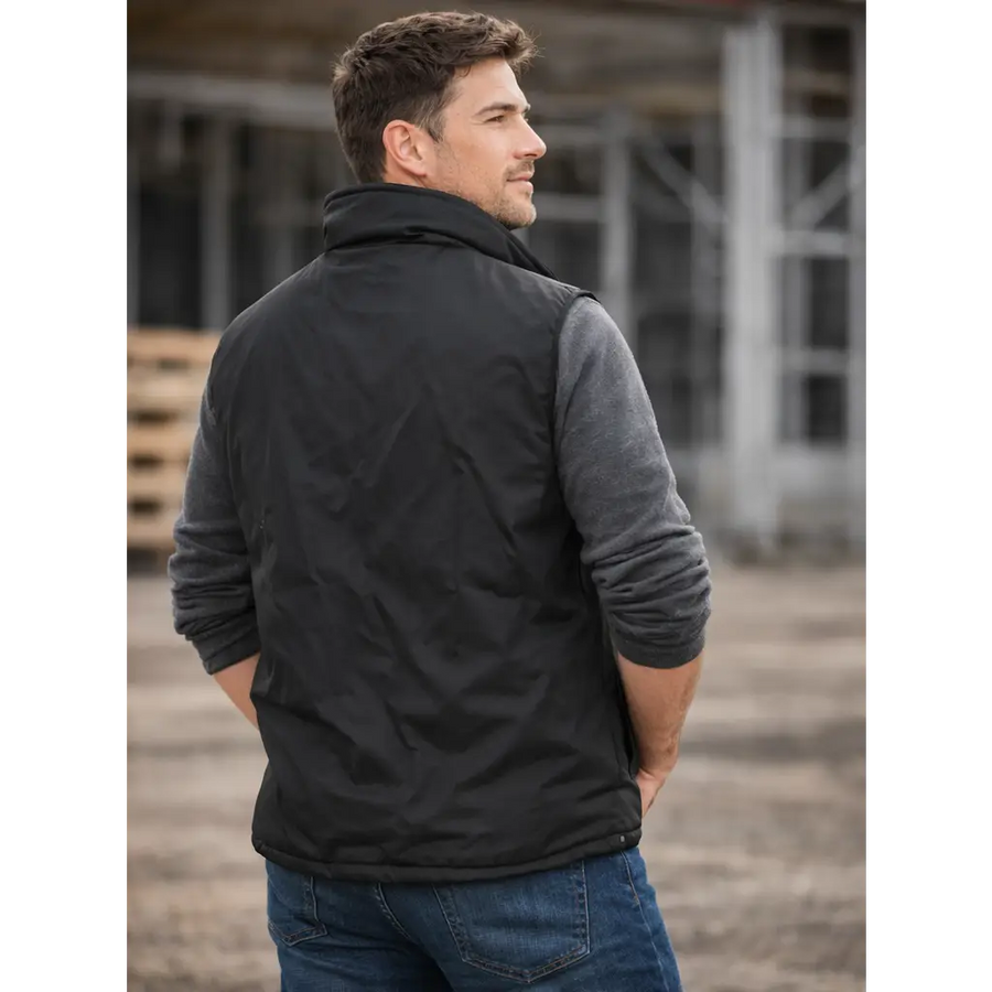 Men’s Black Utility Work Vest – Multi Pocket Heavy Duty Workwear Vest