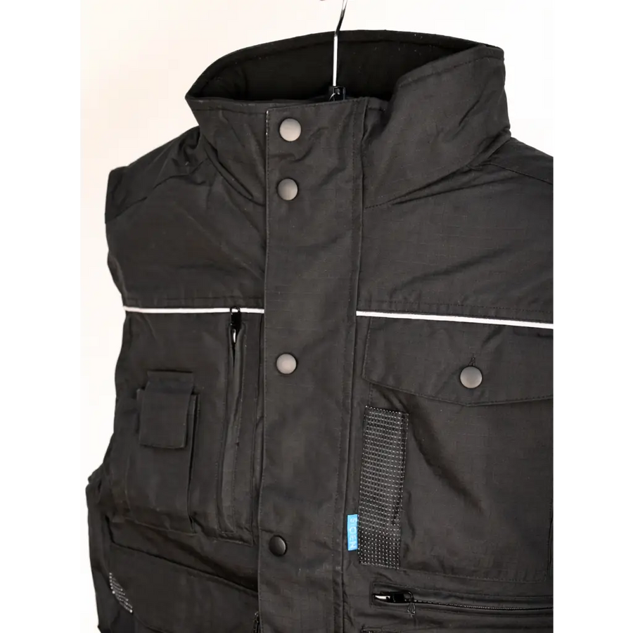 Men’s Black Utility Work Vest – Multi Pocket Heavy Duty Workwear Vest