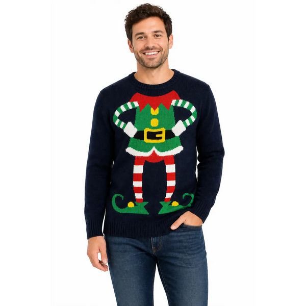 Men’s Christmas Elf Sweater – Funny Holiday Knit Pullover
