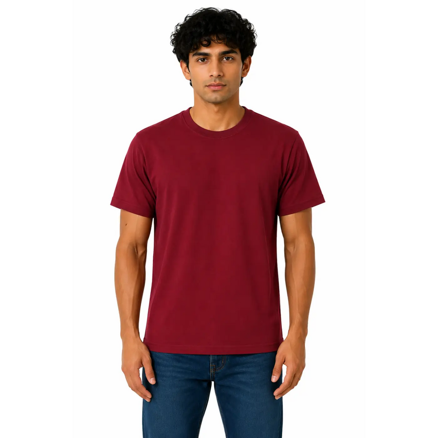 Men’s Classic Crew Neck T-Shirt – Burgundy Red - T-Shirts