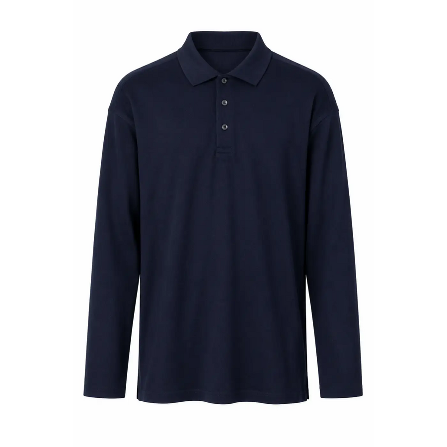 Men’s Classic Long Sleeve Polo Shirt – Navy - Men’s Polo Shirts