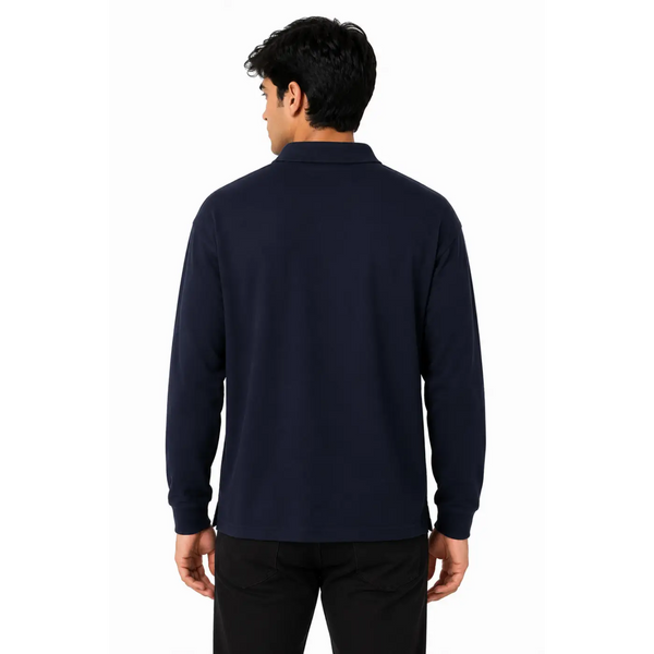 Men’s Classic Long Sleeve Polo Shirt – Navy - Men’s Polo Shirts
