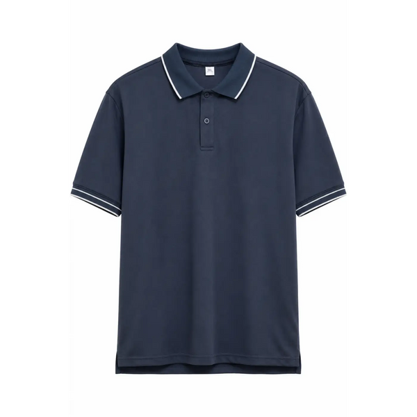 Men’s Contrast Trim Polo Shirt – Navy Blue - Men’s Polo Shirts