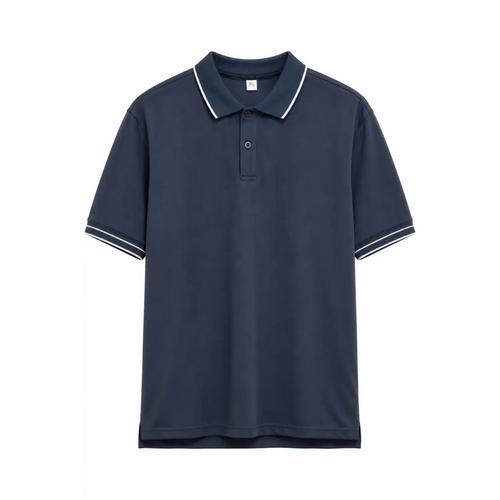 Men’s Contrast Trim Polo Shirt – Navy Blue - Men’s Polo Shirts