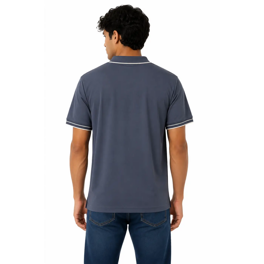 Men’s Contrast Trim Polo Shirt – Navy Blue - Men’s Polo Shirts