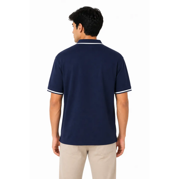 Men’s Contrast Trim Polo Shirt – Navy - Men’s Polo Shirts