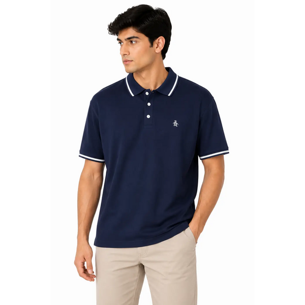 Men’s Contrast Trim Polo Shirt – Navy - Men’s Polo Shirts