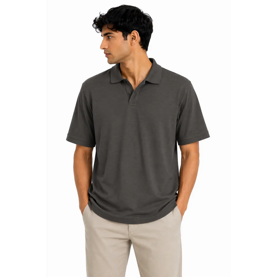 Men’s Dark Charcoal Relaxed Fit Polo Shirt - Men’s Polo Shirt