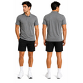 Men’s Heather Gray Performance Polo Shirt – Moisture Wicking Athletic Golf Polo
