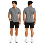 Men’s Heather Gray Performance Polo Shirt – Moisture Wicking Athletic Golf Polo