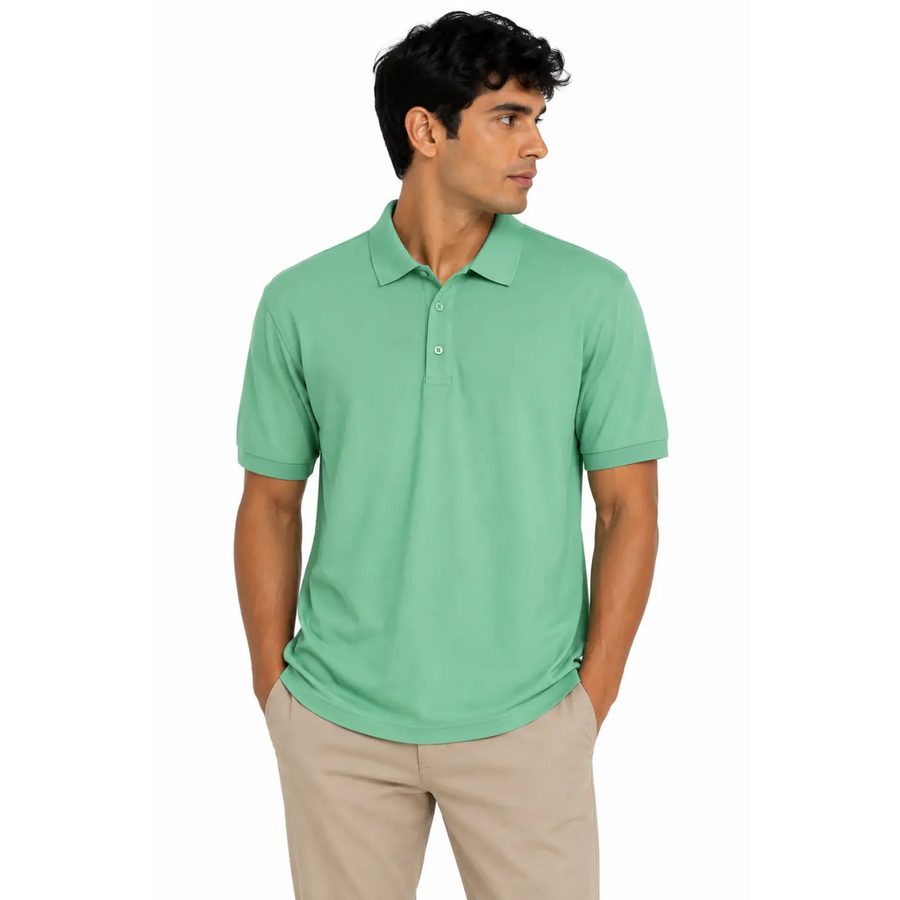 Men’s Mint Green Performance Polo Shirt – Lightweight Stretch Golf Polo - Men’s Polo Shirt