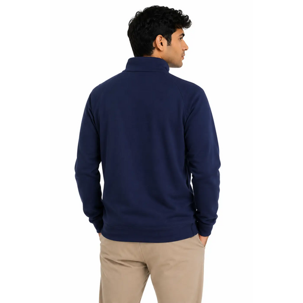 Men’s Navy Quarter-Zip Pullover Sweatshirt – Lightweight Mock Neck Fleece - Men’s Quarter-Zip Pullover Sweatshirt