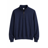 Men’s Navy Quarter-Zip Pullover Sweatshirt – Lightweight Mock Neck Fleece - Men’s Quarter-Zip Pullover Sweatshirt