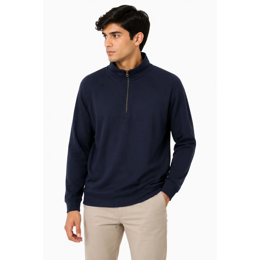 Men’s Navy Quarter Zip Pullover Sweatshirt - Men’s Sweatshirts & Pullovers