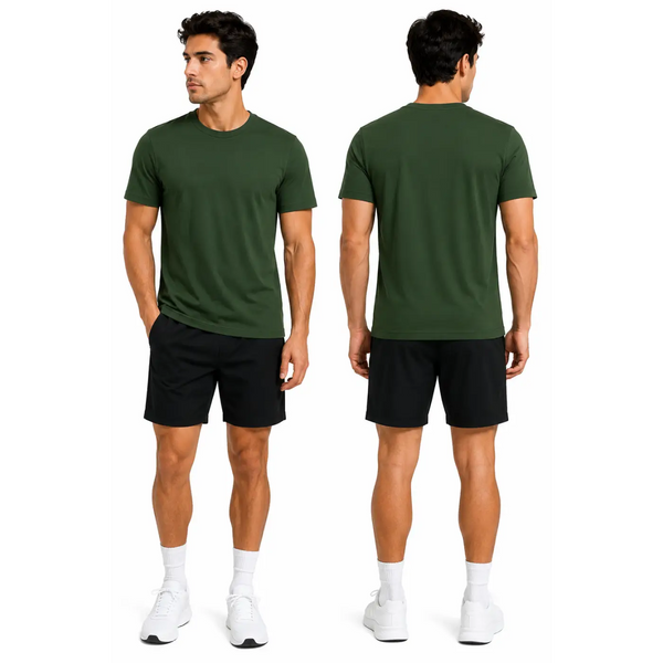 Men’s Olive Green Performance T-Shirt – Moisture Wicking Athletic Crew Neck Tee