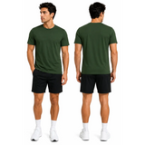 Men’s Olive Green Performance T-Shirt – Moisture Wicking Athletic Crew Neck Tee