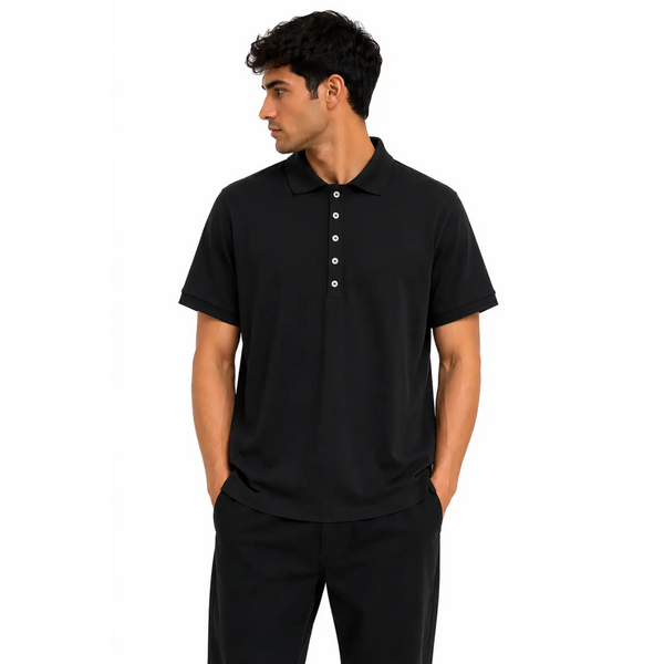 Men’s Oversized Charcoal Drop Shoulder Polo Shirt - Men’s Oversized Polo Shirt