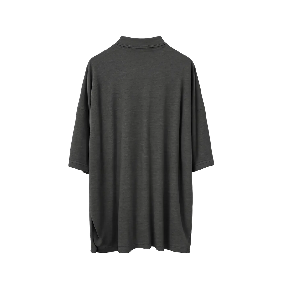 Men’s Oversized Charcoal Drop Shoulder Polo Shirt – Relaxed Streetwear Fit - Men’s Oversized Polo Shirt