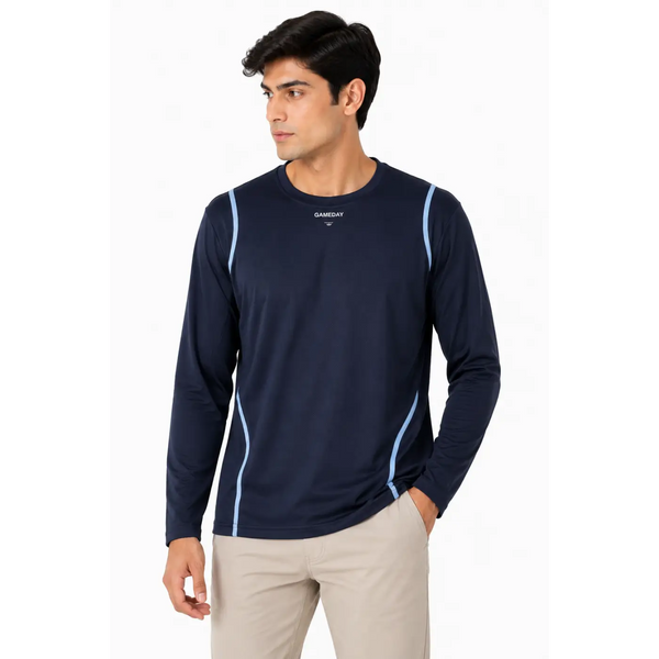 Men’s Performance Long Sleeve Athletic Shirt – Navy - Men’s Activewear Tops