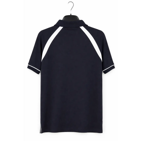 Men’s Performance Polo Shirt – Contrast Panel Athletic Fit (Navy/White) - Shirts / Polo Shirts