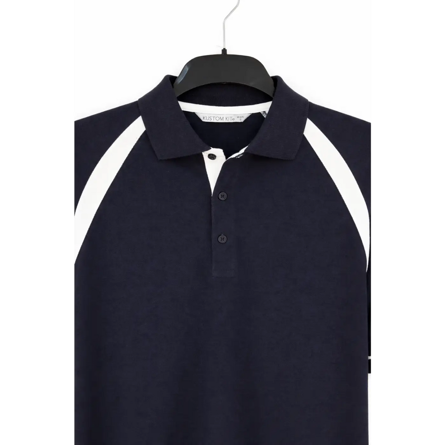 Men’s Performance Polo Shirt – Contrast Panel Athletic Fit (Navy/White) - Shirts / Polo Shirts