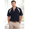 Men’s Performance Polo Shirt – Contrast Panel Athletic Fit (Navy/White) - Shirts / Polo Shirts